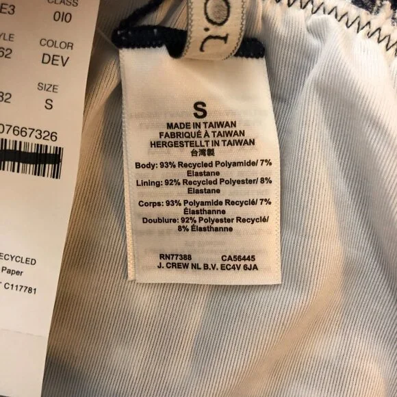 J Crew Ronnie Lettuce-Trim Bikini Bottom Gingham Navy Blue S - Picture 5 of 6